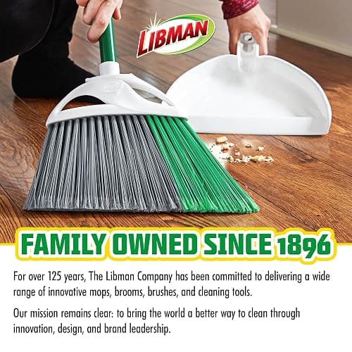 Libman FlexTech Broom with Dustpan Combo Set for Sweeping Indoor and Outdoor Floors, Pet, Dog Hair Broom, 55” Precision Angle Broom, 3 Piece Handle, 11" Wide, 10.25" Wide Dust Pan thumbnail 6