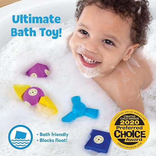 Blockaroo Magnetic Foam Building Blocks - 13-Piece Roadster, Bath Toys for Toddlers, Preschool Toys, Bathtub Toys, Sensory Toys, Blocks for Toddlers 3-5, Engineering Toys for Kids 3-5, Bath Blocks - Roadster thumbnail 8
