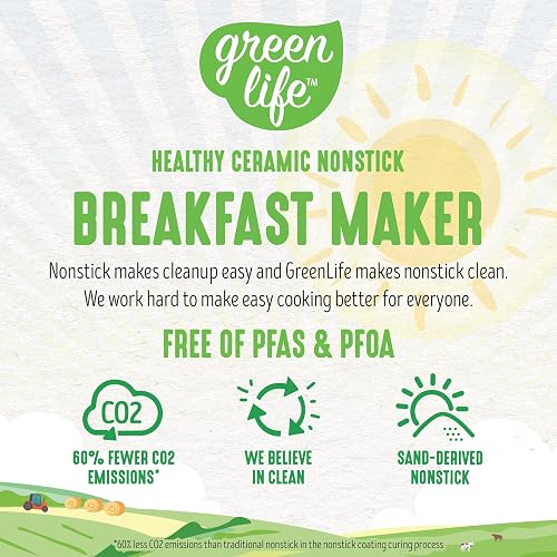 GreenLife 3-in-1 Breakfast Maker Station, Healthy Ceramic Nonstick Dual Griddles for Eggs Meat Sausage Bacon Pancakes and Breakfast Sandwiches, 2 Slice Toast Drawer, Easy-to-use Timer, Pink thumbnail 10