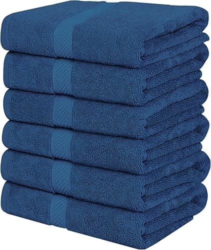 Utopia Towels 6 Pack Small Bath Towel Set, 22 by 44 Inches, 500 GSM 100% Ring Spun Cotton, Lightweight and Highly Absorbent Quick Drying Premium Towels for Hotel, Spa and Bathroom, Navy - 22" x 44" - 6 Pack - Navy