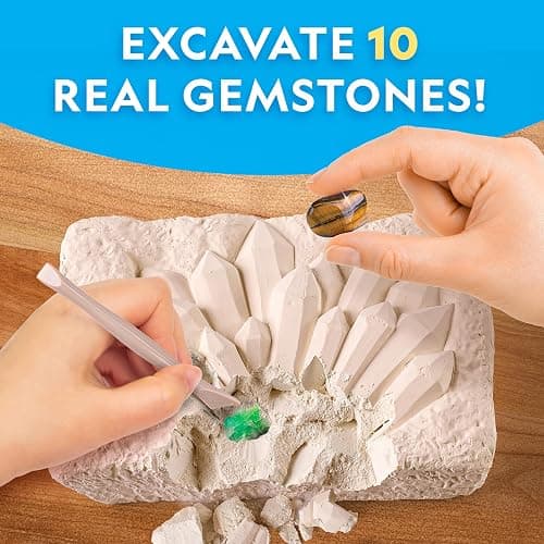 National Geographic Gemstone Dig Kit – Dig Up 10 Real Gemstones and Crystals, Science Kit for Kids, Gem Digging Kit, Gift for Girls and Boys, Mining Kit, Rock Collection thumbnail 2