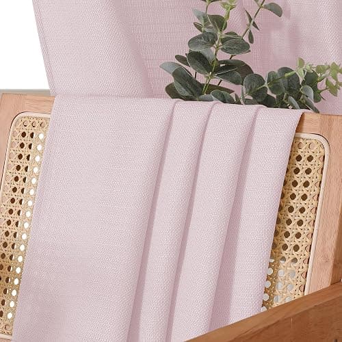 Chyhomenyc Bennet 2-Panel Blush Pink Kitchen Curtains, 36 Inch Length Tier, Faux Linen Textured Small Cafe, Light Filtering Short Window for Bathroom Basement, 30x36 Inch thumbnail 8