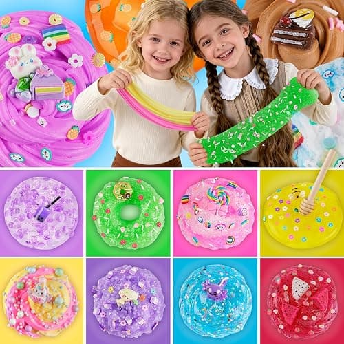LAWOHO 15 Pack DIY Dessert Slime Kit for Kids - Super Soft, Non-Sticky & Crunchy Butter Slime, Creative Food Theme DIY Toy for Stress Relief, Party Favors, Christmas Birthday Goodie Bag Stuffers Gift thumbnail 3