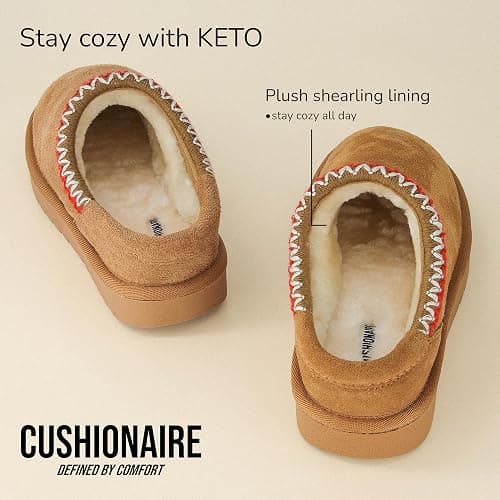 CUSHIONAIRE Keto Womens Slippers Slip-On Suede Mule Slipper - Cozy & Stylish, Memory Foam & Faux Fur Lining, Wide Widths Available thumbnail 5