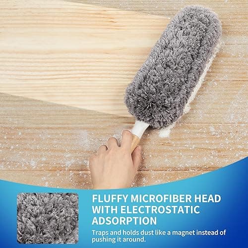 MR.SIGA Lint Free Microfiber Duster, Washable and Reusable Duster with Bamboo Handle and Replaceable Head, Duster for Household Cleaning thumbnail 5
