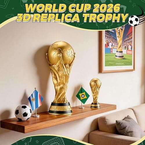 Kliveco World Cup Trophy Replica for 2026, Soccer Football Fan Souvenirs & Collections, Home Office Desktop Decor & Gift for Soccer Fans(8.3 in) thumbnail 3