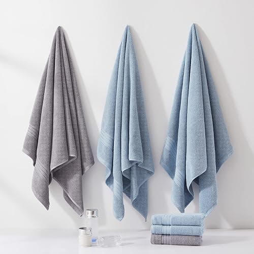 COZYART Light Blue Towel Sets for Bathroom 6Pcs, Turkish Cotton Bath Towel Set Soft Highly Absorbent and Durable 650 GSM Luxury Bathroom Sets with 2 Bath Towels, 2 Hand Towels, 2 Washclothes thumbnail 5