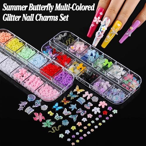 BANA Nail Charms for Rhinestones Kit with 13 Boxes of Nail Gems, 18000Pcs 3D Gold and Silver Nail Charms with Cross, Crown, Pearls for DIY Nail Designs thumbnail 4