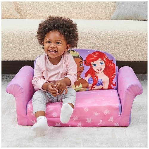 Marshmallow Furniture, Children's 2-in-1 Flip Open Foam Compressed Sofa, Disney Princesses thumbnail 5