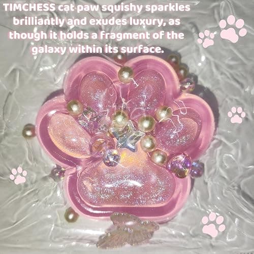 2.76 Inch Squeeze Toys Handmade Cat Paw Squishy, Glitter Pink Squeeze Paw, Cute Soft Squishy Toy for Stress Relief, Fidget Squishies Suitable for Adults (Pink) - Pink thumbnail 4