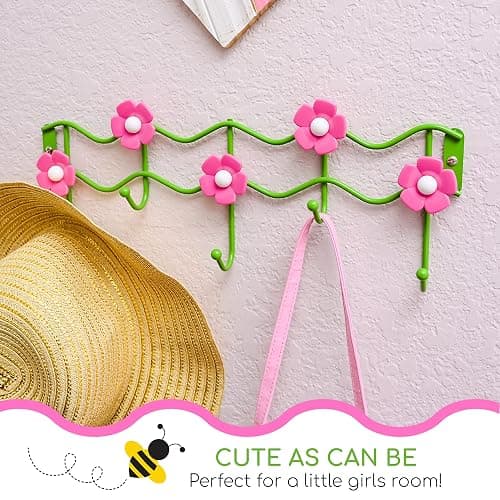 Galashield Kids Coat Rack Wall Mount Hooks for Kids Room Flower Design Hook for Boys and Girls Towel, Clothes, Hat, Backpack Hanger thumbnail 6
