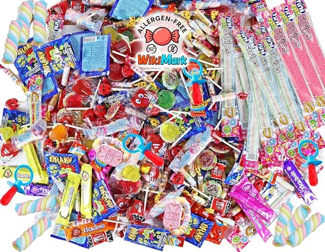 Mega Box 110 friandises remplies de pinata sans allergène, friandises et bonbons – Parfait pour les anniversaires, fêtes, Noël, Halloween. Sans gluten et sans lait. Comprend des langues de fraise. thumbnail 4
