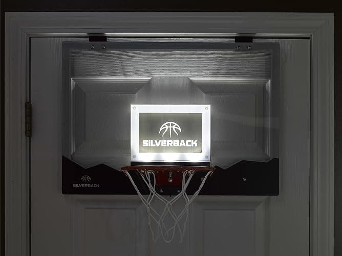 Silverback 23" LED Light-Up Over the Door Mini Basketball Hoop Includes Mini Basketball and Air Pump , Black thumbnail 11
