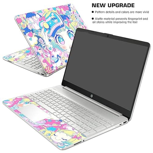Laptop Skin Decal HP 15.6" - Kawaii Girl Laptop Cover Sticker No Cutting Required, No Bubble, Waterproof, Scratch Resistant - Including Wide Screen and Wrist Pad thumbnail 3