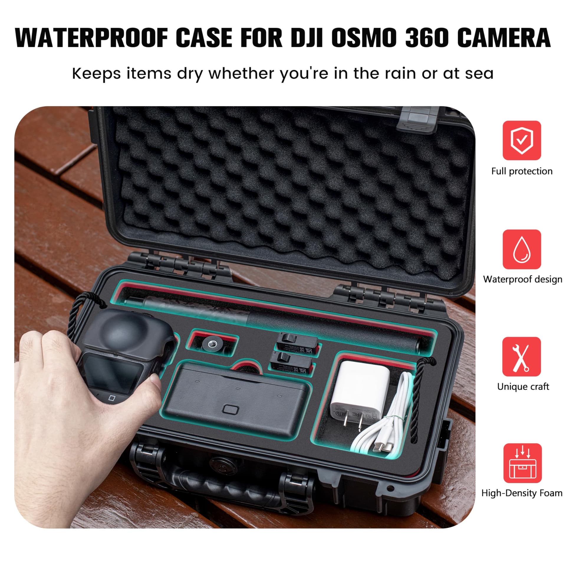 STARTRC PHOTO Osmo 360 - Funda rígida de doble capa impermeable para accesorios DJI Osmo 360, funda portátil de viaje para DJI Osmo 360 Adventure Combo thumbnail 6