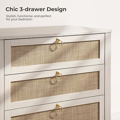 SICOTAS Nightstand Set of 2 with Drawers, Rattan Nightstands, Large Modern Boho Night Stand Wide Bedside Tables for Bedroom thumbnail 4