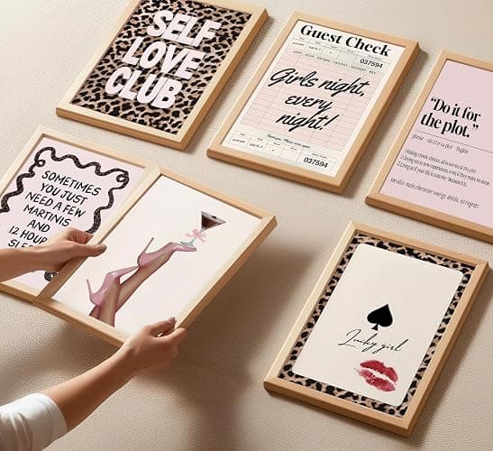 Trendy Pink Leopard Wall Art - Preppy Leopard Print Decor for Girls Bedroom, Dorm, Apartment - Modern Aesthetic Posters for Teen Girls & Women Home Decoration 6Pcs Unframed thumbnail 5