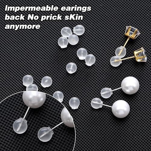 Mabor 50 Stück Anti-Penetration Ohrstecker Verschluss TPE Ohrringe Verschluss Kugel Ohrring Stopper Universal Ohrringheber für Alle Arten von Ohrringen thumbnail 7