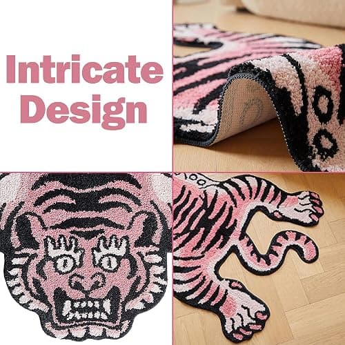 5x3.3 ft Tibetan Tiger Area Rug Tufted High Pile XLarge Indoor Machine Washable Carpet with Nonslip TPR Backing - Bedroom, Bathroom, Living & Dining Room Home Décor, Pink thumbnail 7