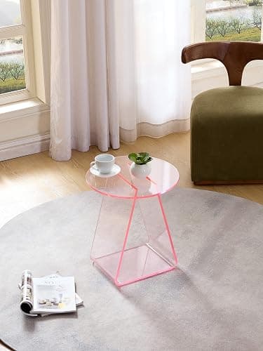 MEETLAKE Acrylic End Table,Pink Side.Nightstand Coffee Table Coffee Table Living Room Bedroom18 inch High, 16x16 inch Table Top. … thumbnail 8