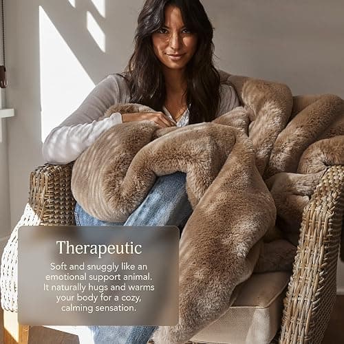 UnHide Marshmallow - Faux Fur Blanket - Heavy Weight, Extra Soft Blanket - Made from Recycled Materials - Machine Washable - Medium (60" x 80") - Greige thumbnail 6
