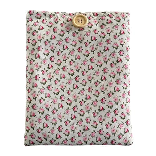 Zosiana Designs Floral Book Sleeve - Elegant Book Cover with Wooden Button, Cotton Padded Protector for Paperbacks & Hardcovers, Ideal for Book Lovers, Durable Design (White & Roses, Large) - Image 1