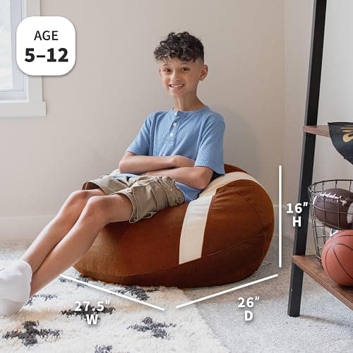 Big Joe Sports Ball Child-Sized Bean Bag Chair, Football Plush, Soft Polyester, 2.5 feet thumbnail 3