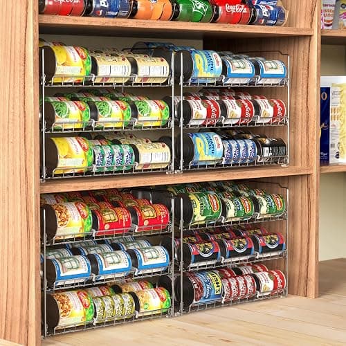 Simple Houseware Stackable Can Organizer Rack for Pantry/Cabinet – 11.5" D x 17" W x 13.75" H, Holds 36 Cans, 3-Tier Can Food Storage Dispenser, Chrome thumbnail 2