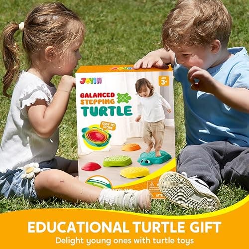 JOYIN 5 Pcs Turtle Balance Stepping Stones, Kids Turtle Path Jumping Stones, Toddler Obstacle Course Coordination Game Toys Indoor or Outdoor Play for Kids Aged 3+ thumbnail 7