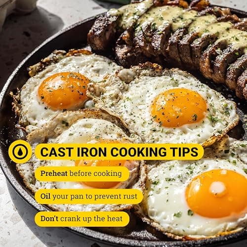 Lodge L9OG3 Cast Iron Round Griddle, Pre-Seasoned, 10.5-inch - Made in USA, Compatible with Stovetop, Oven, Grill & Campfire thumbnail 7