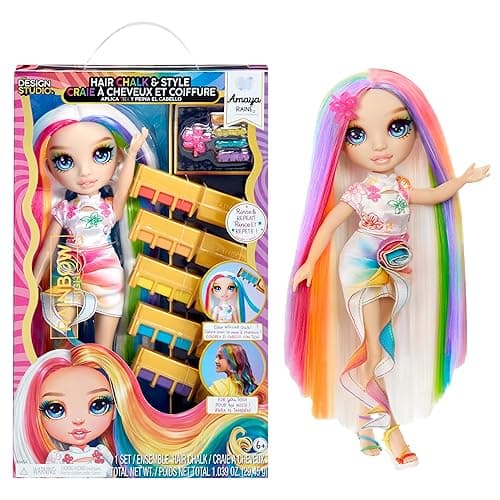 Rainbow High Hair Chalk & Style Amaya - Rainbow 11” Doll. Washable Rainbow Hair Chalk, Color, Style, Play, Rinse & Repeat. Great Gift for Kids 4-12+
