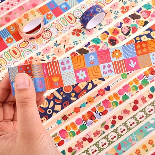 emmoolife 35 Rolls Washi Tape Set, Colorful Cute Floral Writable Decorative Tapes for Scrapbooking and Bullet Journaling, Junk Journal Supplies, DIY Planner Art, 5-30mm Wide 9.84ft Long/Roll thumbnail 8