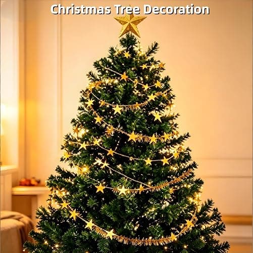 18Strip 94 Inch Gold Star Garland Streamers, Star Tassel Necklace,Party Decor for Birthday Christmas Disco Photo Shoot Background thumbnail 4