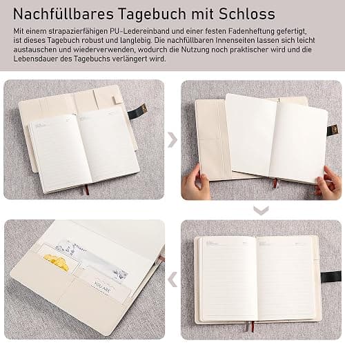 ZXHQ Tagebuch mit Schloss für Mädchen, Geschenke für Teenager Mädchen 8 9 10 11 12 13 14 15 16 Jahre, Tagebücher mit Code - A5 224 Seiten, Blühende Äste thumbnail 4