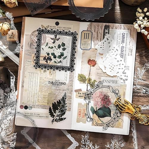 60 PCS Cutout Lace Vintage Scrapbook Stickers Washi Sticker Journal Scrapbooking StickersDecorative Paper DIY Aesthetic Bullet Journaling Supplies thumbnail 6