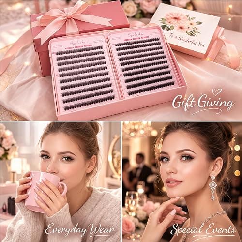 Lash Clusters Kit, Eyelash Clusters Individual Lash Extension Kit Pcs D Curl Fluffy Wispy False Eyelashes Extensions Thin Band with Bond Seal Tweezers Brush Removers (30D+40D KIT 9-16mm) thumbnail 7