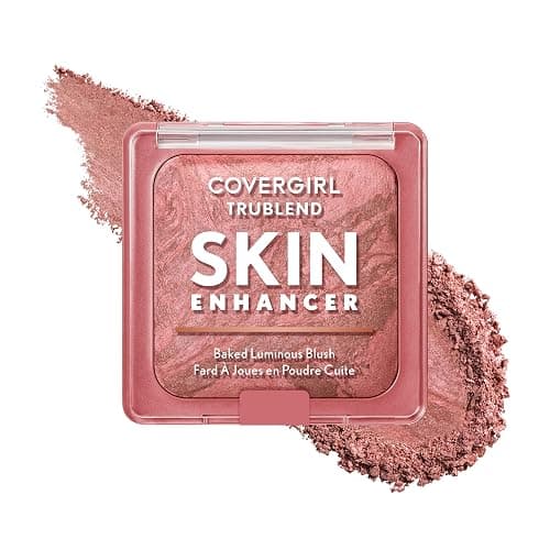COVERGIRL TruBlend Skin Enhancer Baked Luminous Blush, with Hyaluronic Acid & White Rose Extract, Blends Seamlessly - Rose Latte (Nude with Pink Swirls) - Image 1