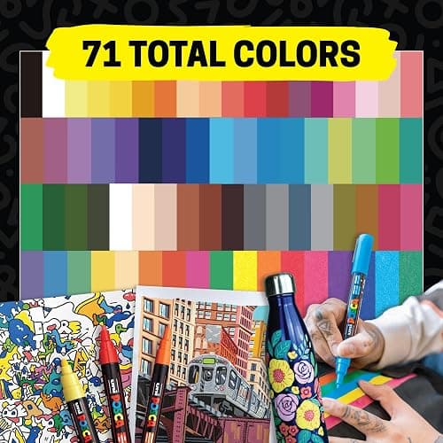 Posca Paint Art Markers, Set of 15 5M Medium Acrylic Markers with Reversible Tips, Artist Recommended Paint Pens for Gifts, Decorations, Fabric, Metal, Glass, Wood and Canvas thumbnail 9