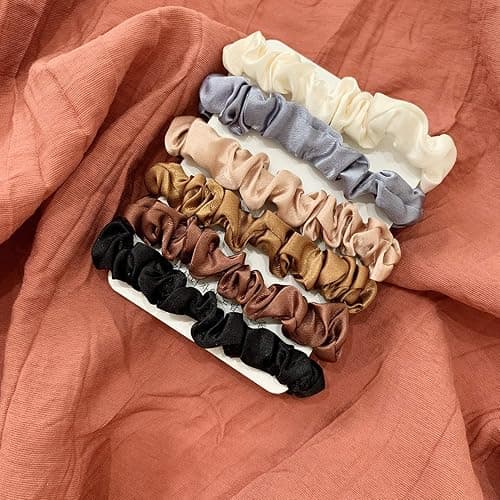 6pcs Elegant French satin headband versatile basic hair rope hair accessory rubber band thumbnail 2
