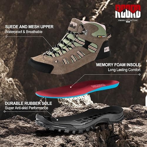 @ R CORD Womens Hiking Boots Waterproof Lightweight Hiking Boots Women Ankle Support Hiking Shoes Backpacking Boots Breathable Non-slip Hiking Boot for Outdoors thumbnail 4