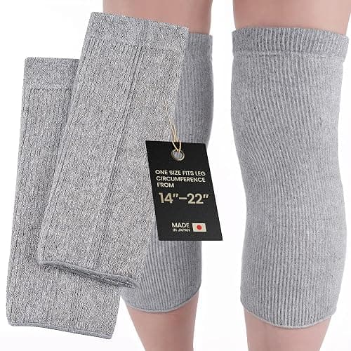 SENIOR ICARE Elastic Cotton Knee Warmers, Knee Sleeves for Men and Women - Circulation Support and Joint Pain Relief, Arthritis Aid, One Pair, Made in Japan - Image 1