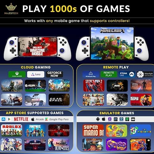 MAJESTECH [HOT NEW D11 Phone Controller For iPhone/Android/Tablet/iPad/Switch, Play Call of Duty, Roblox, Xbox Cloud, Wireless Bluetooth Mobile Gaming Controller iPhone 16 15 14 13 Samsung Google thumbnail 4