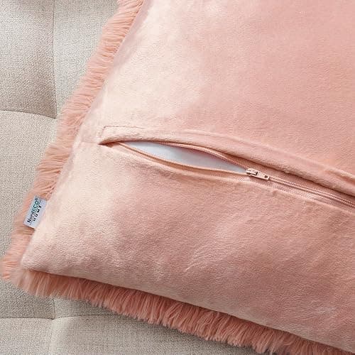 NordECO HOME Luxury Soft Faux Fur Fleece Cushion Cover Pillowcase Decorative Throw Pillows Covers, Valentines Day Gift No Pillow Insert, 18" x 18" Inch, Pink, 2 Pack - B-pink - 18" x 18" (Pack of 2) thumbnail 3