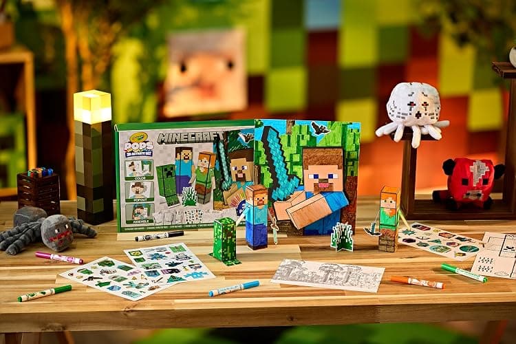Crayola Minecraft POPs 3D Art Kit for Kids, Create 3D Characters, Coloring Activity Set with Markers & Stickers, Minecraft Toys, Gift for Boys & Girls thumbnail 8