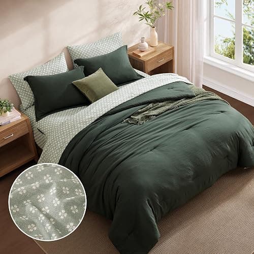 Monbix Queen Comforter Set - 7 Pieces Deep Forest Prewashed Bed in a Bag Queen Bedding Sets with Comforters, All Seasons Ultra Soft Comforter Bed Set with Sheets,Pillowcases & Shams thumbnail 3