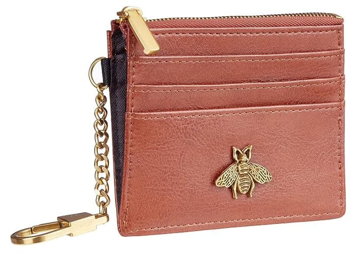 SEAVILIA Card Holder Keychain Wallet for Women with ID Window RFID Coin Purse Bee Gifts Slim Minimalist Small Wallet thumbnail 8