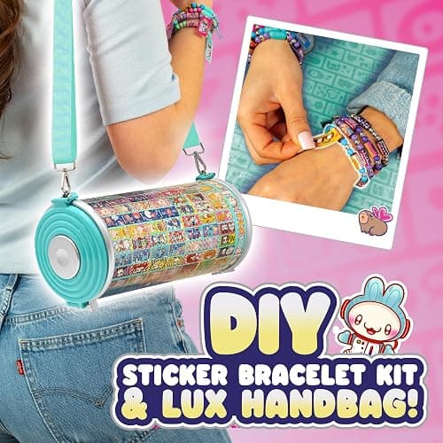 Sticki Rolls Sticki Rolluxe Series 2 - The Original Wearable Shareable Glam Handbag and Craft Kit | Includes 3 Jumbo Stickies, Supplies for 10 Toy Bracelets & 2 Pendants (Teal) thumbnail 2