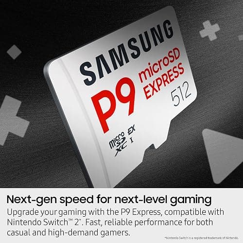 Samsung P9 Express microSD Express Card, 512GB microSDXC Memory Card, Up to 800 MB/s, for Nintendo-Switch ™ 2, (MB MK512T/AM) thumbnail 4