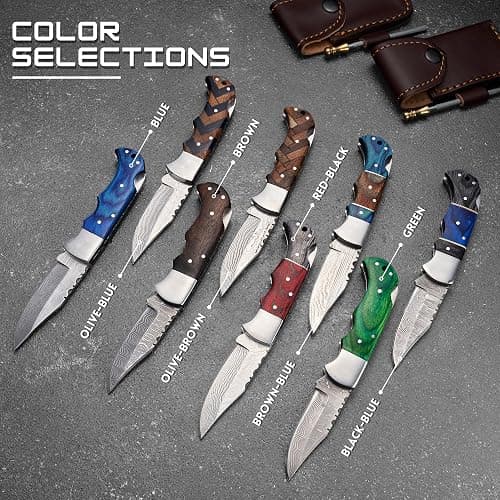 Personalized Damascus Pocket Knife thumbnail 4