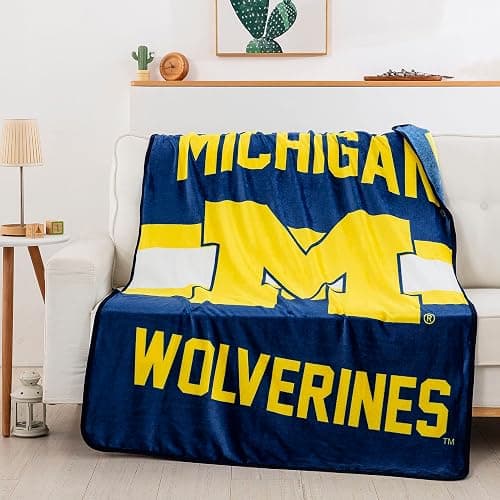 NORTHWEST NCAAA Singular Silk Touch Throw Blanket, 45" x 60" Michigan Wolverines - Image 1